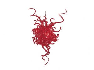 Lustre rouge en verre soufflé personnalisé de petite taille allumant des lampes artistiques en forme de fleur Art déco moderne avec des ampoules LED