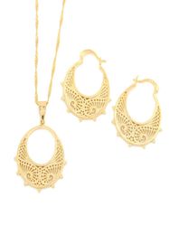 Small Size Ethiopian Set Jewelry Necklace Earrings Eritrea Habesha Set For Girl Gold Color African Bridal Sets1668085