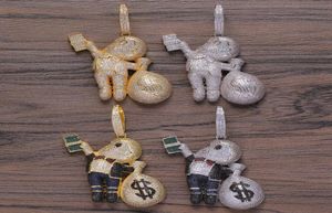 Klein formaat hoogwaardige koper CZ Stones Cartoon Men Money Bag ketting Hip Hop hanger sieraden bling bling iced out cn199 y12208270523