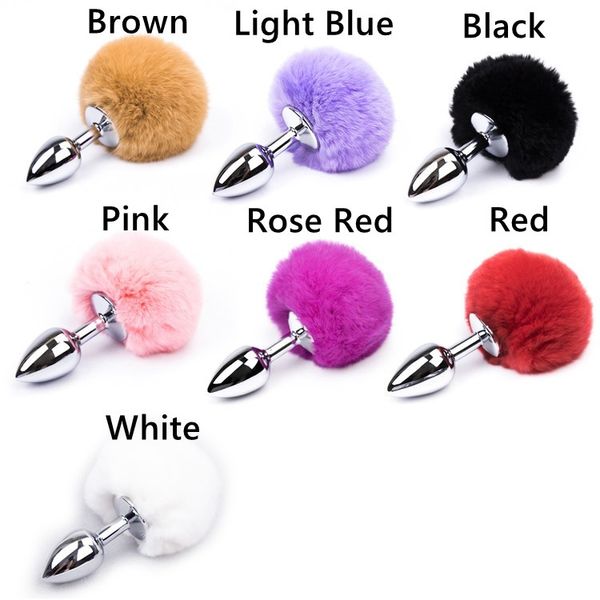 Petite taille en acier inoxydable queue de lapin Plug Anal 7 couleurs godemichet Anal Massage de la Prostate jouets sexuels pour femme hommes produits de sexe érotiques