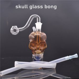 Petit crâne narguilé verre brûleur à mazout Bong pour plates-formes pétrolières conduites d'eau Bongs portable fumer tuyau d'eau collecteur de cendres avec 10mm mâle verre brûleur à mazout tuyau et tuyau