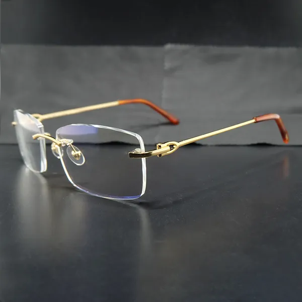 Pequeños marcos de gafas cuadrados sin montura, gafas de metal, gafas vintage, gafas Desinger Luxury Carter, gafas transparentes, marco de relleno recetado