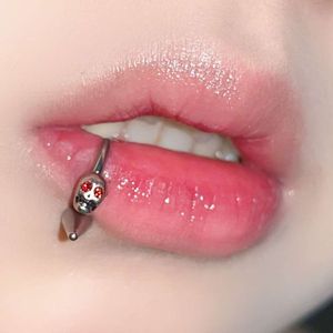 Petit acier noir crâne pointu cône tête diable ongles lèvre anneau personnalité Instagram diamant étincelant épicé fille crevaison
