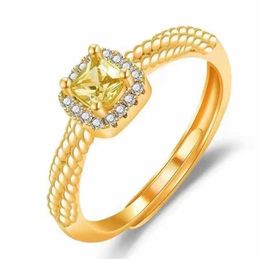 Petite bague en diamant jaune sucre pour femme 9 2 5 bague en cristal argenté haute qualité sensation bijoux à la main