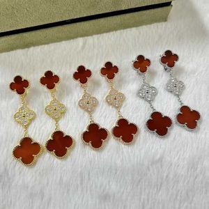 Small Surprise Global Sieraden oorbellen Hooggouden vierblad klaverbloem met 18k roos rood met gewone Vanly -oorbellen