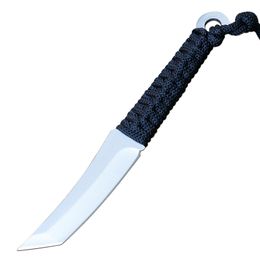 Petit couteau droit de survie 440C Satin Finish Tanto Blade Full Tang Handle Couteaux à lame fixe avec gaine en nylon H5401