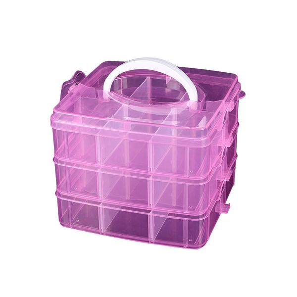 Pequeña caja de almacenamiento de joyas de tres capas, caja de plástico transparente desmontable, caja de herramientas de hardware, caja de almacenamiento de juguetes