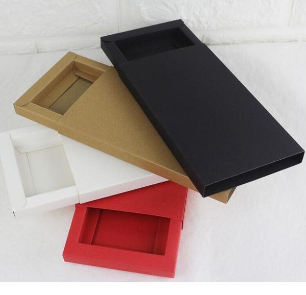 Petit à grand tiroir en papier Kraft, boîte en carton pour étui de téléphone, boîte d'emballage de bijoux, rouge/blanc/noir/boîte de Style coulissant en papier Kraft