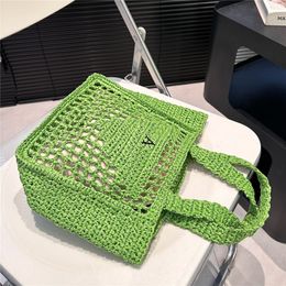 Kleine draagtas Designertas Strozak Strandtas Mesh Hol geweven voor de zomer Strozak Zwarte abrikoos geweven tas Vakantietas Boodschappentas