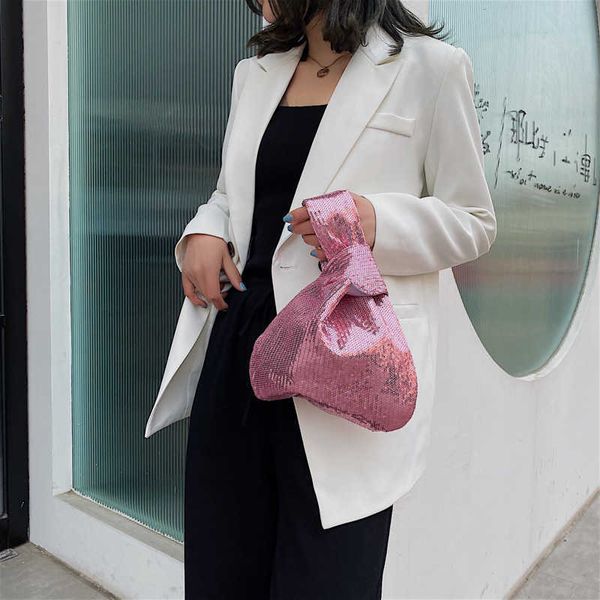 Petit sac fourre-tout printemps/été nouveau Style coréen PVC sac pour femmes couleur unie poignet paillettes pochettes portefeuilles pour femmes