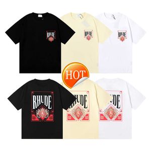 Petit T-shirt à manches courtes décontracté et ample pour hommes et femmes, imprimé de carte rouge vin, hip-hop