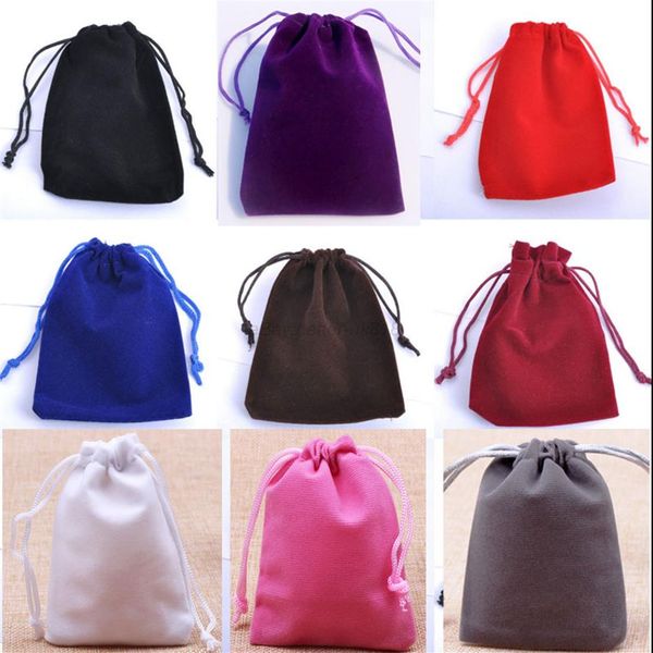 Petit sac à cordon en velours pour faveurs, 7x9cm2, 75x3, 5 pouces, paquet de 100 bagues, boucles d'oreilles, clous, bijoux, emballage cadeau, pochette 307G