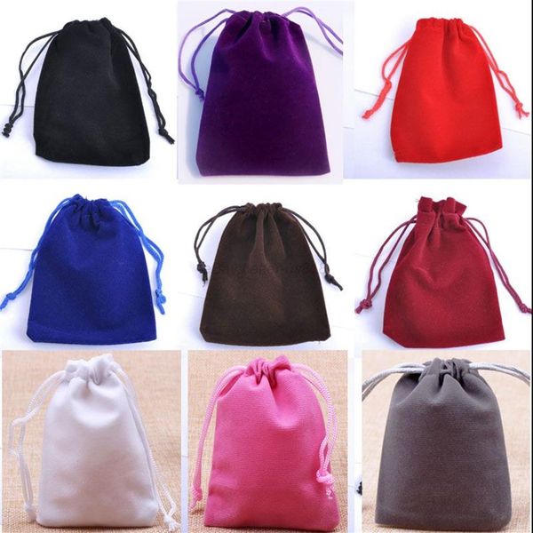 Petit sac à cordon en velours pour faveurs, 7x9cm2, 75x3, 5 pouces, paquet de 100 bagues, boucles d'oreilles, clous, bijoux, emballage cadeau, pochette 265z