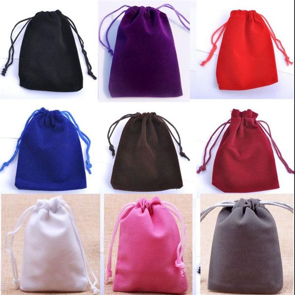 Petit sac à cordon en velours pour faveurs, 7x9cm2, 75x3, 5 pouces, paquet de 100 bagues, boucles d'oreilles, clous, bijoux, emballage cadeau, pochette 308E