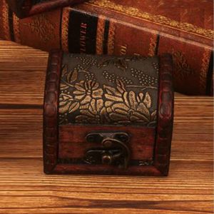 Petites boîtes à bibelots Vintage en bois boîte de rangement de bijoux coffre au trésor étui maison artisanat décor RH3513