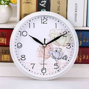 Petite horloge murale fleur blanche minimalisme tout-match avec cadre silencieux Quartz suspendus horloges épurées salon décoration de la maison Art H1230