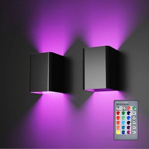 Kleine wandlampen Led verlichte en omlaag aluminium vlekverlichting 5w kubus Warm Wit Wit Slaapkamer Nacht Licht RGB Aisle Corridor Woonkamer