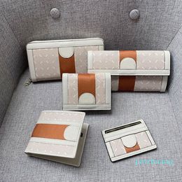 Cartera pequeña, bolsos de mano, bolso de mano para mujer, Mini bolso, estampado de letras clásicas, cuero de vaca de grano, tarjeta de crédito, bolsillo con cremallera, naranja, rojo, 2022