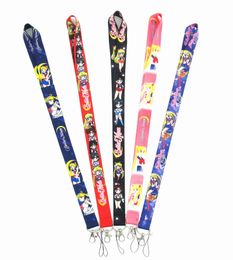 Kleine Groothandel Japan Anime Sailor Moon Lanyard Nekband Clip Zwarte Streep voor Autosleutel Id-kaart Mobiele Telefoon Badge Houder