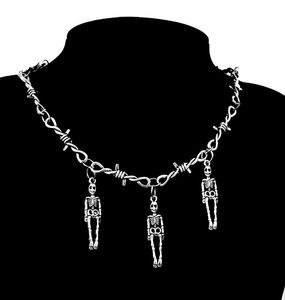 Gargantilla Unisex de hierro con zarzas de alambre pequeño, collar con colgante para hombre, estilo gótico Punk, cadena de espinas con púas, regalo