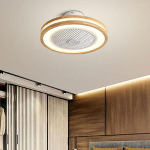 Petit ventilateur de plafond en bois avec télécommande lumineuse pour chambre à coucher – Ventilateurs d'éclairage décoratifs pour la maison montés au plafond – Design rustique moderne