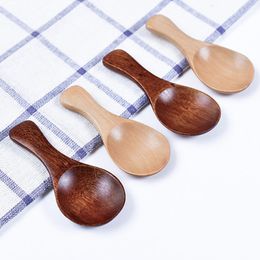 Pequeñas cucharadas de té de madera, Mini condimentos, azúcar, sal, miel, cucharadita, café, té, mermelada, mostaza, helado, cucharas de madera