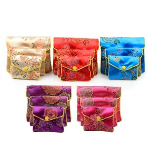 Kleine rits munt portemonnee pouches geschenk tassen voor sieraden chinese zijden zakjes creditcardhouder vrouwen tas groothandel 8x10cm 10x12cm 120pcs / lot