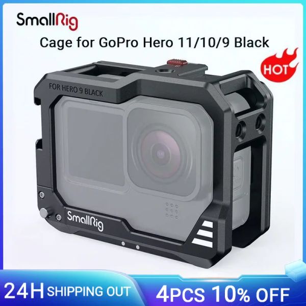 Smallrig pour GoPro Hero 9/10/11 Black Cage Vlog Kit compatible avec les adaptateurs de microphone Rig de cage de caméra avec chaussure froide -3084b