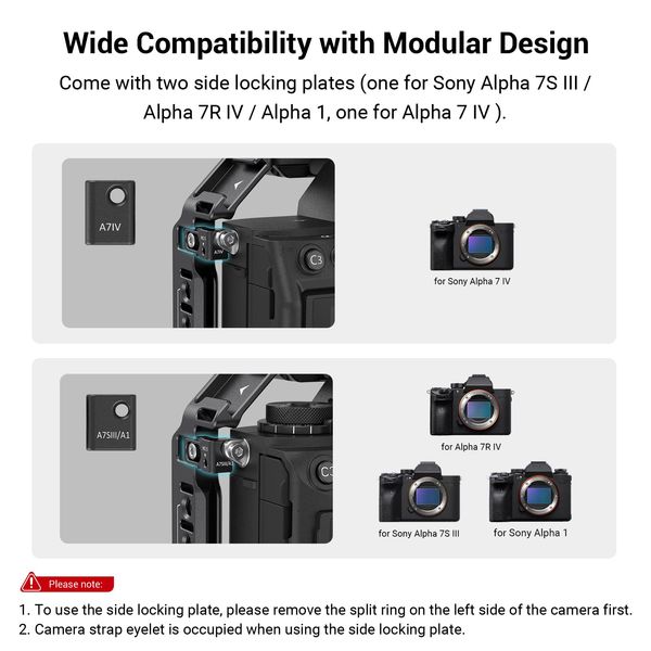 Smallrig Full DSLR pour Sony A7 IV A7M4 CAGE CAGE RIGINE POUR SONY ALPHA 7 IV / A7S III / A1 / A7R IV avec des plates-formes d'options multi-montage