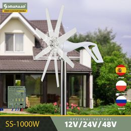 SMARAAad 1000W Éolienne horizontale 12V 24V 48V Générateurs alternatifs Free Energy Wind Moulin avec contrôleur MPPT