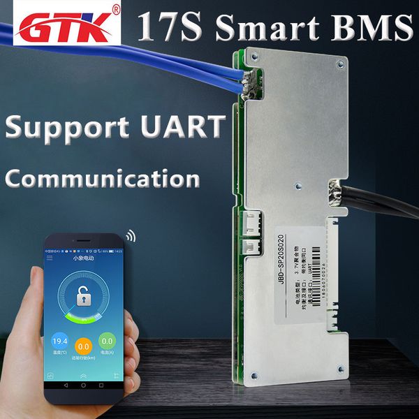 Smart 17S 52V 54.4V 30/40/50A/60A BMS avec fonction de communication de gestion d'application Bluetooth pour batterie 52v 54v