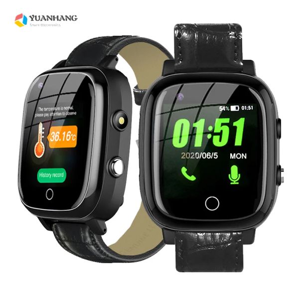 Smart 4G Video llamado Mira el monitor de presión arterial de la frecuencia cardíaca de ancianos GPS GPS WiFi Localizar SOS Termómetro Teléfono Smartwatch
