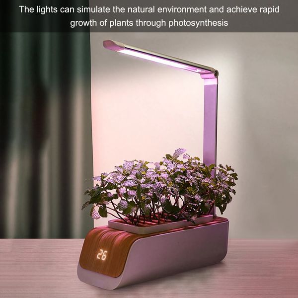 Smart Automatic Hydroponics Système de croissance Culture sans soeuf de petits pots de fleurs avec 21 LED Grow Light for Home Kitchen 6W 240419
