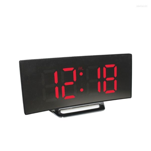 Módulos de automatización inteligente 1 juego LED curvo Pantalla grande Reloj despertador silencioso digital Pantalla Dimmer Escritorio de respaldo Relojes de mesa Tiempo Carga USB