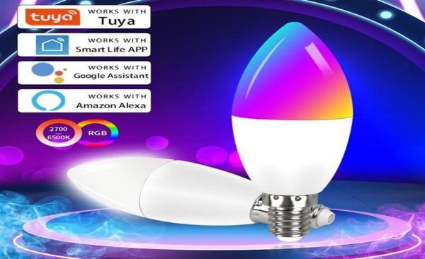 Modules d'automatisation intelligents Tuya WiFi LED Bulbe E14 RGB CW Contrôle de la lampe de la lampe Dimmable Magic 7W Candle travail avec Alexa Google Home ASS8631883