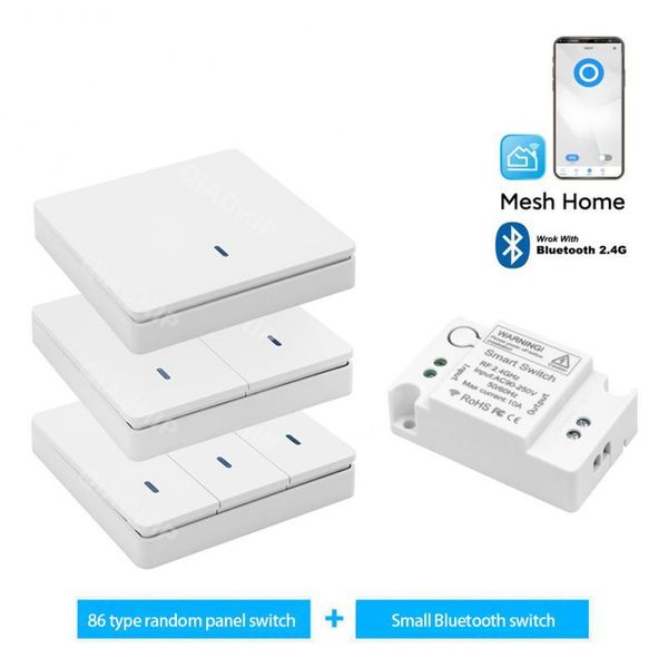 Módulos de automatización inteligente Malla inalámbrica APLICACIÓN para el hogar Control remoto Interruptor de control dual RF 2.4G Pegatinas gratuitas Cableado Dispositivo de encendido y apagado Teléfono móvil A