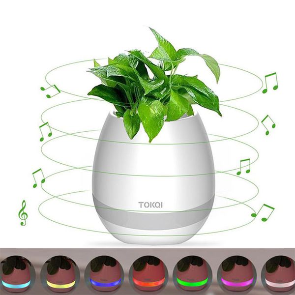 Pot de fleurs intelligent Bluetooth tactile haut-parleur sans fil LED nouveauté éclairage lumière colorée musique créative jouant des Pots de fleurs rose bleu blanc