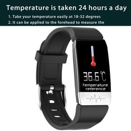 Reloj pulsera inteligente pulsera temperatura corporal presión arterial Monitor de ritmo cardíaco para Android iOS Fitness tracker monitor de sueño