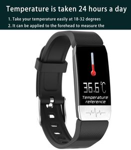 Bracelet intelligent montre le bracelet à température corporelle Température artérielle Tente de fréquence cardiaque pour Android iOS Fitness Tracker Sleep Monitor2828323