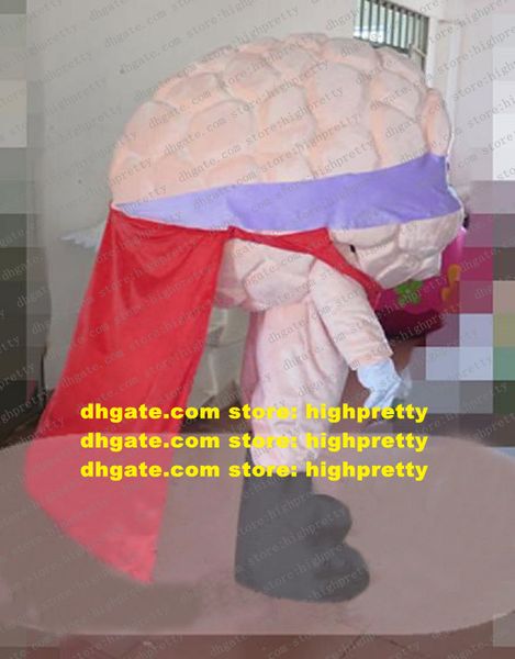 Smart Brain Cerebrum Télenciephale Costume de mascotte Costume Masotte Masotte Adulte Red Cloak Purple Blinder Noz2512