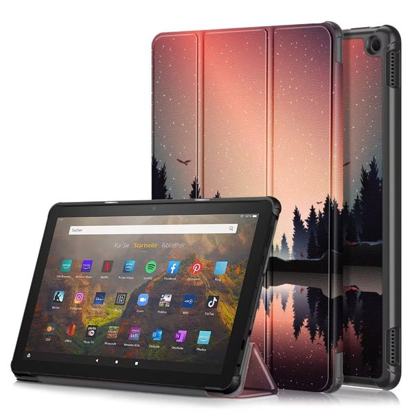 Étuis intelligents pour Amazon Fire HD 10, 10.1 pouces, 10.1 pouces, 2023, housse en cuir PU mince, fonction réveil, tablette PC Capa