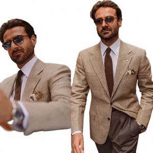 Smart Casual Mannen Check Tuxedos Notched Revers Plaid Blazer Knappe Custom Made Party Prom Busni Suits 1 Delige Set g8DT #
