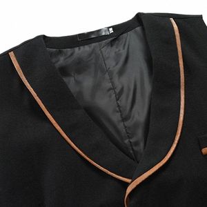 Smart Casual Suit Gilet Gilet pour hommes Double boutonnage Slim Fit Revers Décolleté Fiable Sleevel Design 87ar #