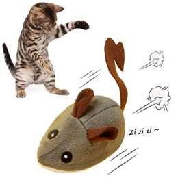 Smart Cat Toy Interactieve Running Mouse Cat Teaser Veerspeelgoed Elektrisch Willekeurig bewegend Simulatie Muizen Kitten Piepend knuffels 240227