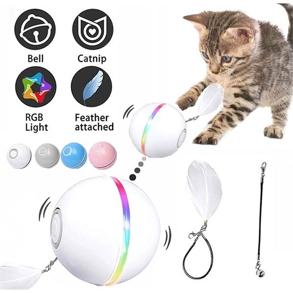 Smart Cat jouets balle interactive avec plume cloche jouet pour chats USB rechargeable drôle chaton jouet Imp IQ accessoires pour animaux de compagnie 220423