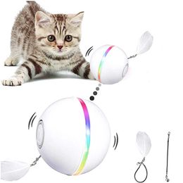 Intelligentes Katzenspielzeug USB-elektrisches Haustierspielzeug Magic Roller Ball Katze LED Rolling Flash Ball Spielzeug Automatisch rotierendes Spielzeug für Katzenhund Kinder 210929