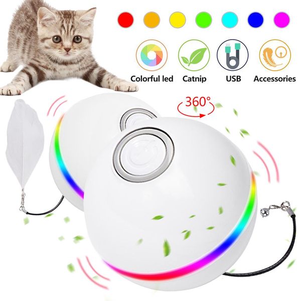 Jouets pour chat intelligents USB jouets pour animaux de compagnie électrique boule à roulettes magique chat LED balle Flash roulant jouet jouet rotatif automatique pour chat chien enfants