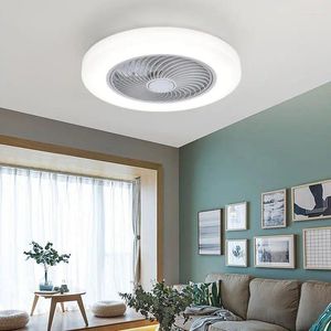 Ventilateur de plafond intelligent avec lumières, télécommande, lampe de décoration de chambre à coucher, pales invisibles, rétractable et silencieuse, 52cm