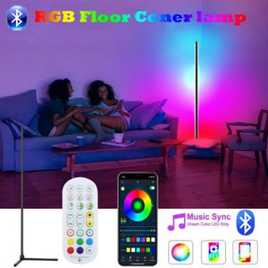 Lampadaire d'angle intelligent RGB, avec Bluetooth et télécommande, lampe sur pied à intensité variable, pour chambre à coucher, salon, décoration moderne