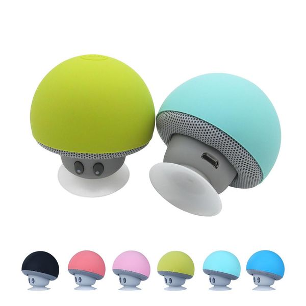 Haut-parleur Bluetooth sans fil à succion de champignon mignon intelligent intégré au micro étanche HIFI stéréo mains libres Portable